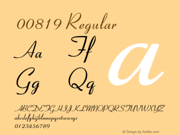 00819 Regular Macromedia Fontographer 4.1.5 21/9/98 Font Sample