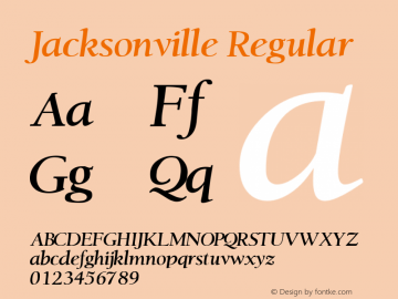 Jacksonville Regular Altsys Fontographer 3.5  3/7/92 Font Sample