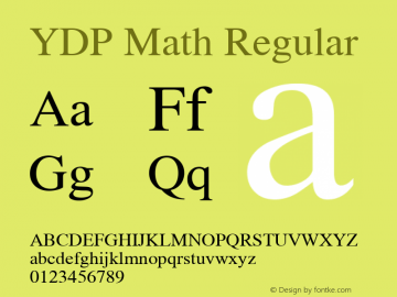 YDP Math Regular Version 1.04 2002 Font Sample