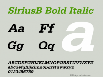 SiriusB Bold Italic 001.001 Font Sample