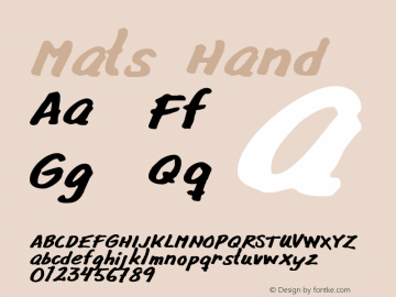 Mats Hand 2000; 1.0, initial release Font Sample