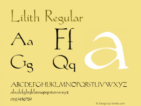 Lilith Regular Altsys Metamorphosis:4/10/92 Font Sample