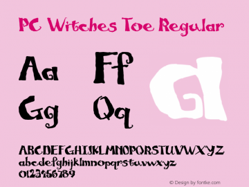 PC Witches Toe Regular Macromedia Fontographer 4.1 1/20/2002 Font Sample