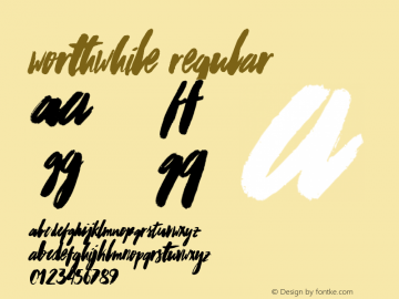 Worthwhile Regular Version 1.00 Worthwhile Typeface (Alternates) © The Branded Quotes 2015 All Rights Reserved.图片样张