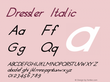 Dressler Italic Version 1.000;PS 001.000;hotconv 1.0.88;makeotf.lib2.5.64775 Font Sample