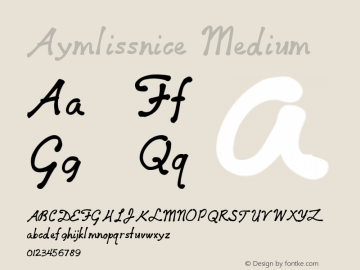 Aymlissnice Medium Version 001.000 Font Sample