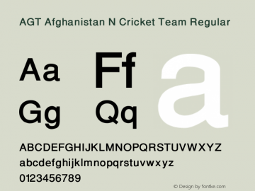 AGT Afghanistan N Cricket Team Regular Version 1.00 December 20, 2015, initial release Font Sample