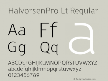 HalvorsenPro Lt Regular Version 2.000 Font Sample