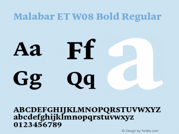 Malabar ET W08 Bold Regular Version 1.00图片样张