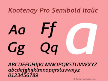 Kootenay Pro Semibold Italic Version 1.00 Font Sample