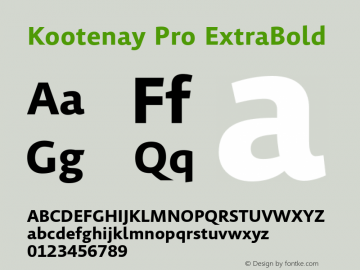 Kootenay Pro ExtraBold Version 1.10 Font Sample