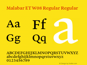 Malabar ET W08 Regular Regular Version 1.00 Font Sample