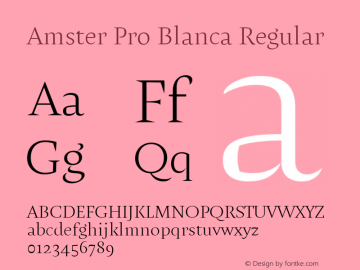 Amster Pro Blanca Regular Version 1.000;PS 001.000;hotconv 1.0.70;makeotf.lib2.5.58329 Font Sample