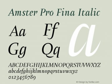 Amster Pro Fina Italic Version 1.000;PS 001.000;hotconv 1.0.70;makeotf.lib2.5.58329 Font Sample