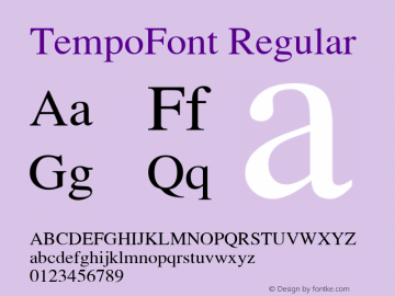 TempoFont Regular Macromedia Fontographer 4.1 08.03.00 Font Sample