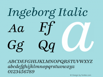 Ingeborg Italic Version 2.004 Font Sample