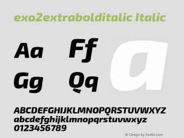 exo2extrabolditalic Italic Version 1.001;PS 001.001;hotconv 1.0.70;makeotf.lib2.5.58329; ttfautohint (v0.92) -l 8 -r 50 -G 200 -x 14 -w 