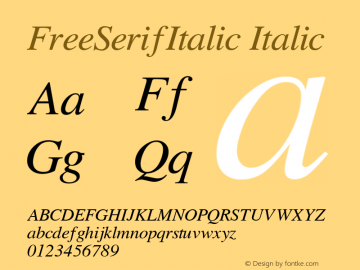 FreeSerifItalic Italic Version 0412.2268 Font Sample
