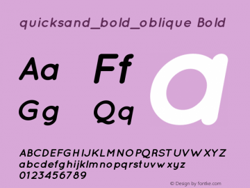 quicksand_bold_oblique Bold Version 001.001 Font Sample