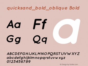 quicksand_bold_oblique Bold Version 001.001 Font Sample