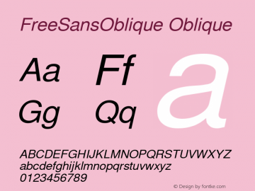 FreeSansOblique Oblique Version 0412.2261 Font Sample