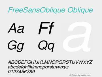 FreeSansOblique Oblique Version 0412.2261 Font Sample