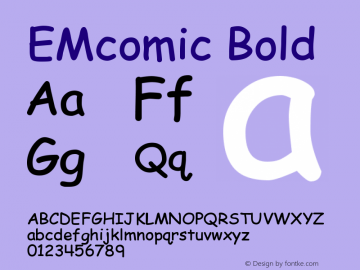 EMcomic Bold Version 001.000 Font Sample