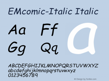 EMcomic-Italic Italic Version 1.0 Font Sample