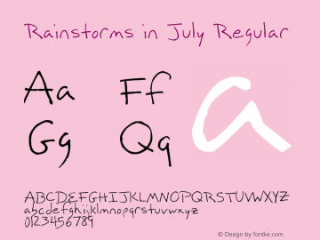 Rainstorms in July Regular Version 1.00 December 25, 2015, initial release, www.yourfonts.com图片样张