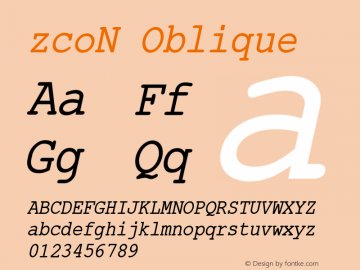 zcoN Oblique Version 1.000;PS 1.00;hotconv 1.0.57;makeotf.lib2.0.21895图片样张