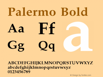 Palermo Bold W.S.I. International Distribution v1.1: 6/6/93 Font Sample