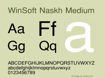 WinSoft Naskh Medium Altsys Fontographer 4.0.3 10/2/2000 Font Sample