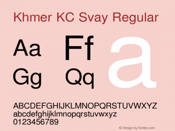 Khmer KC Svay Regular Version 1.00 October 23, 2013, initial release Font Sample