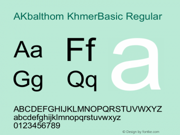 AKbalthom KhmerBasic Regular Version 1.00 January 1, 20114图片样张