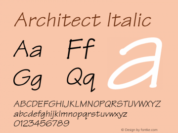 Architect Italic Font Version 2.6; Converter Version 1.10 Font Sample