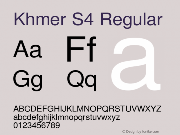 Khmer S4 Regular 1.0 2007 Font Sample