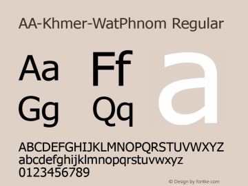 AA-Khmer-WatPhnom Regular Version 2.121 December 31, 2003图片样张