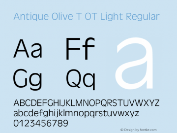 Antique Olive T OT Light Regular OTF 1.001;PS 1.05;Core 1.0.27;makeotf.lib(1.11)图片样张