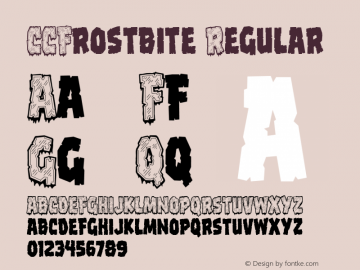 CCFrostbite Regular Macromedia Fontographer 4.1 3/21/2002 Font Sample