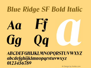 Blue Ridge SF Bold Italic Altsys Fontographer 3.5  31.01.1994图片样张