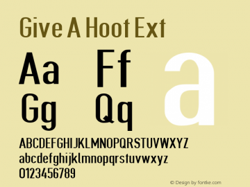Give A Hoot Ext Version 0.3482 Font Sample