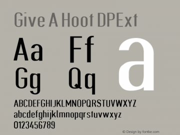 Give A Hoot DPExt Version 0.3482 Font Sample