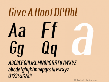 Give A Hoot DPObl Version 0.3482 Font Sample