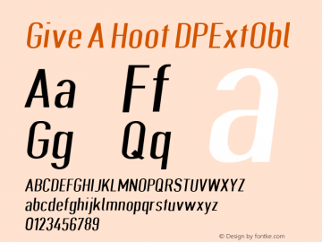 Give A Hoot DPExtObl Version 0.3482 Font Sample