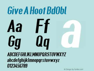 Give A Hoot BdObl Version 0.3482 Font Sample