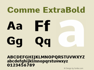 Comme ExtraBold Version 2; ttfautohint (v1.00rc1.6-4cba) -l 8 -r 50 -G 200 -x 0 -D latn -f none -w G -W Font Sample