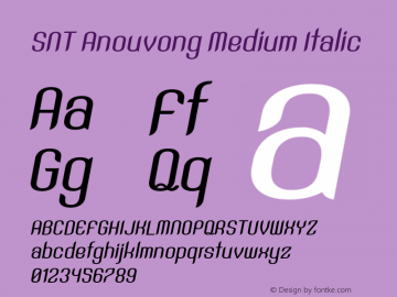 SNT Anouvong Medium Italic Version 1.000 Font Sample