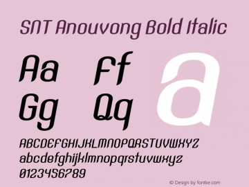 SNT Anouvong Bold Italic Version 1.000 Font Sample