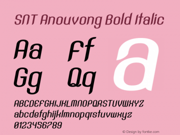 SNT Anouvong Bold Italic Version 1.000 Font Sample