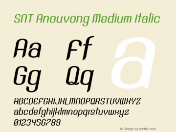 SNT Anouvong Medium Italic Version 1.000 Font Sample